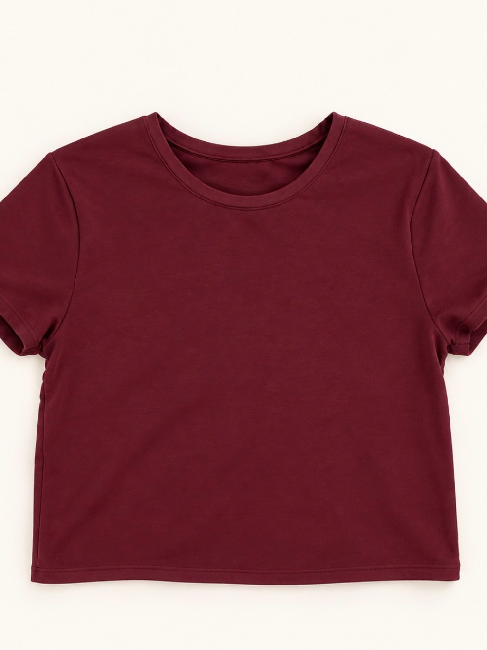 Athleta Burgundy Cropped Short-Sleeve Top | Large | New Without Tags